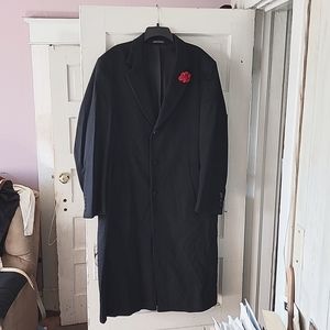 Faconnable Black 100% Cashmere Wool Overcoat 54L